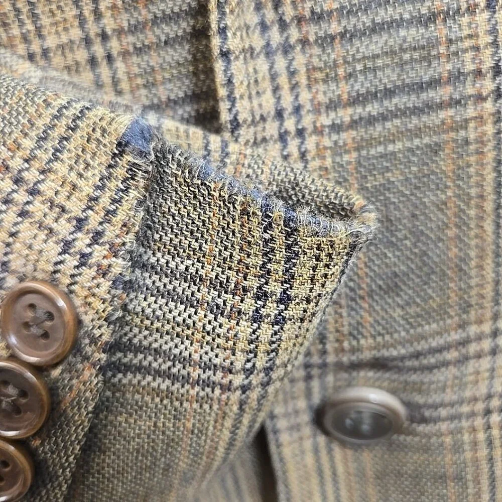 FLAWS Needs Repair Canali Blazer Cashmere Blend Glenplaid Mens Size 38 Jacket